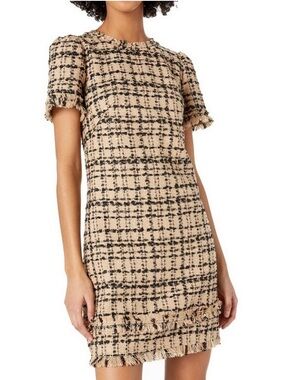 Kate Spade ♠️ Beige and Black Plaid Tweed Mini Dress 🐒